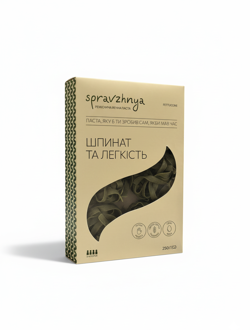 Італійська паста ручної роботи Fettuccine Verde (зі шпинатом)