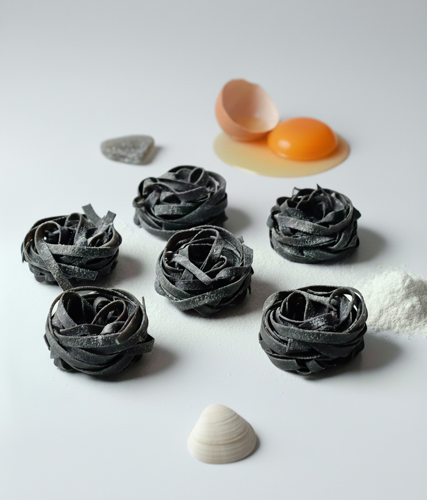 Італійська паста ручної роботи Fettuccine Nero di sepia (з чорнилами каракатиці) - Зображення 4